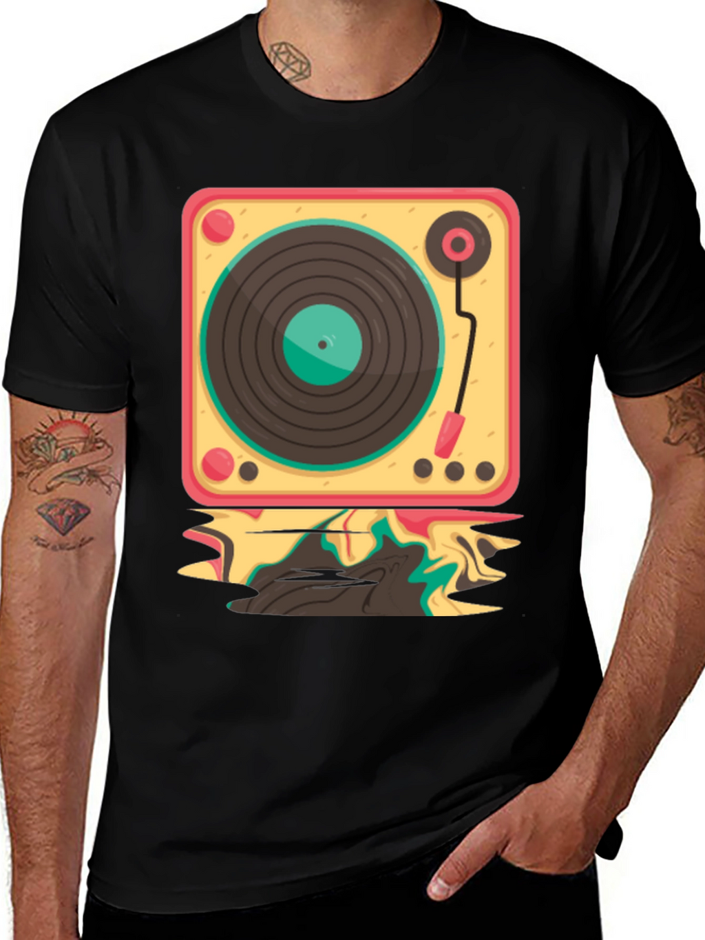 Retro Turntable Graphic Tee - Cool Music Lover Shirt