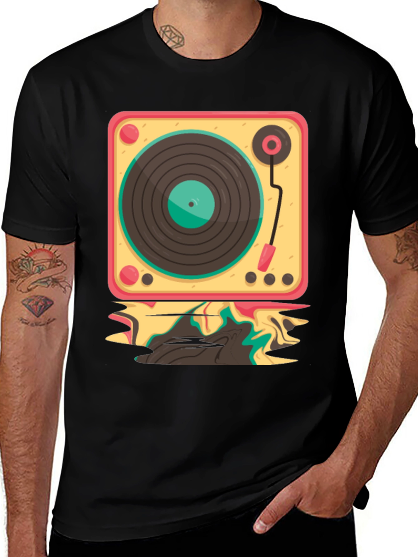 Retro Turntable Graphic Tee - Cool Music Lover Shirt