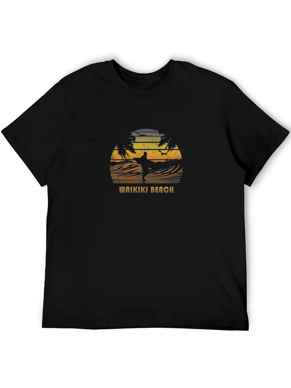 Waikiki Beach Sunset Surfer Graphic Tee