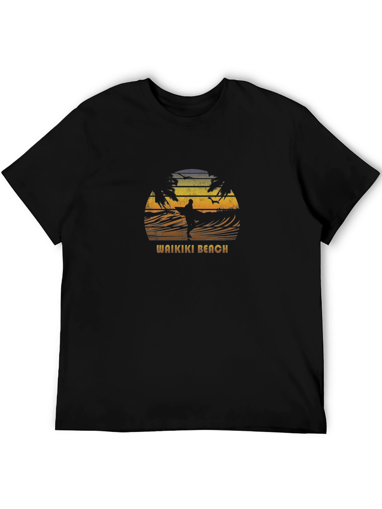 Waikiki Beach Sunset Surfer Graphic Tee