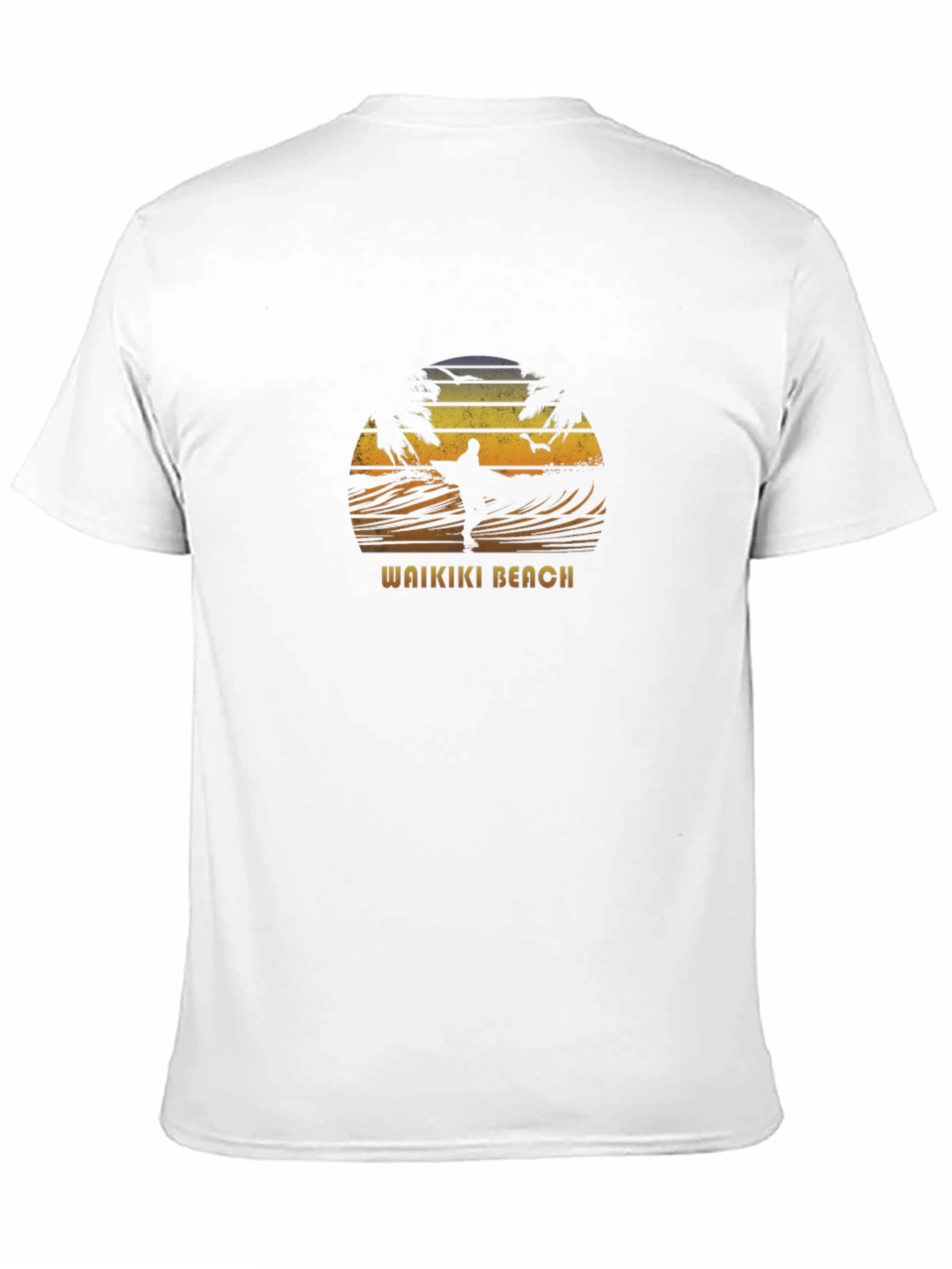 Waikiki Beach Sunset Surfer Graphic Tee