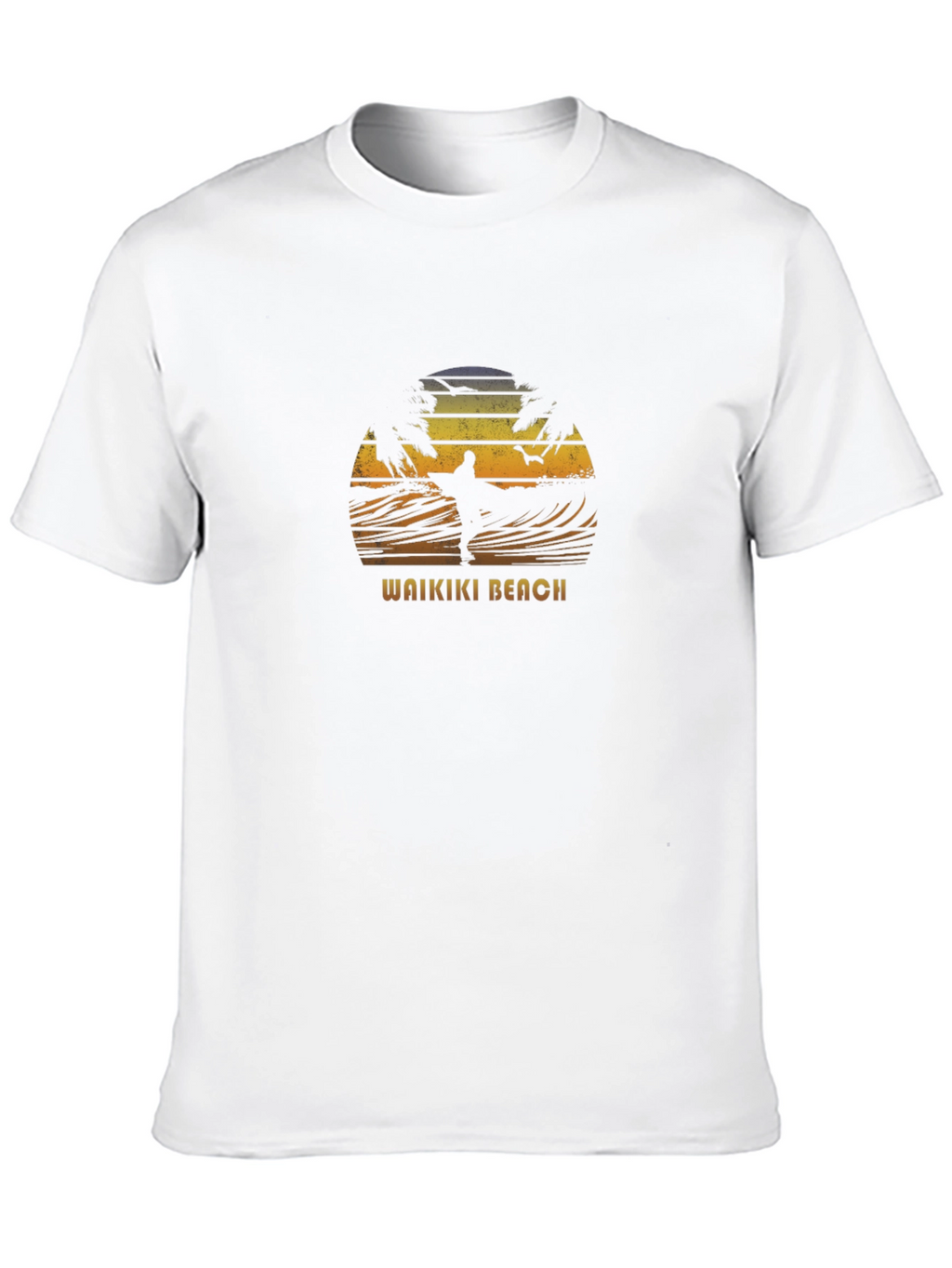 Waikiki Beach Sunset Surfer Graphic Tee