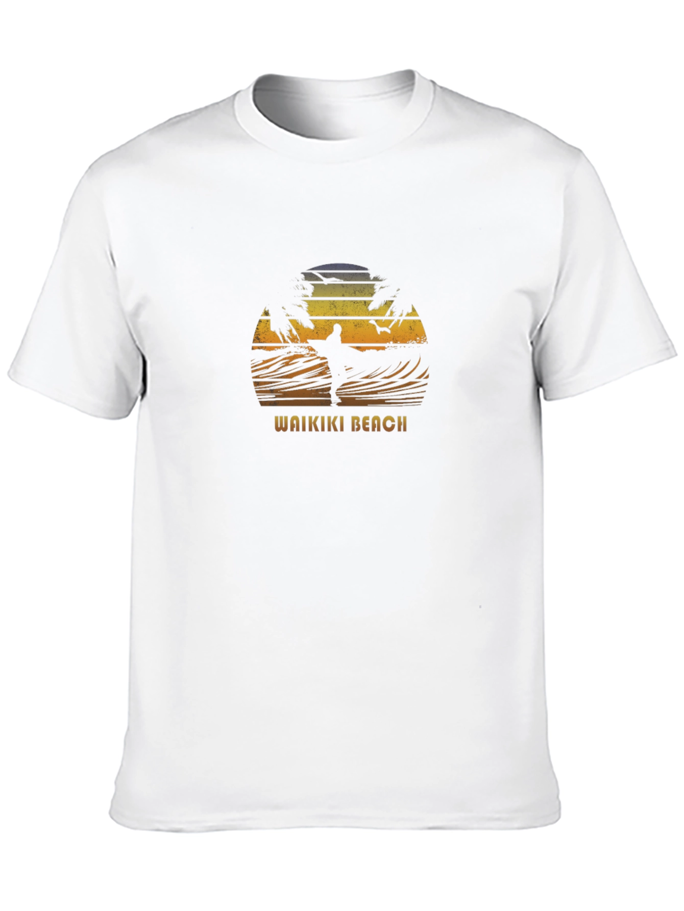 Waikiki Beach Sunset Surfer Graphic Tee