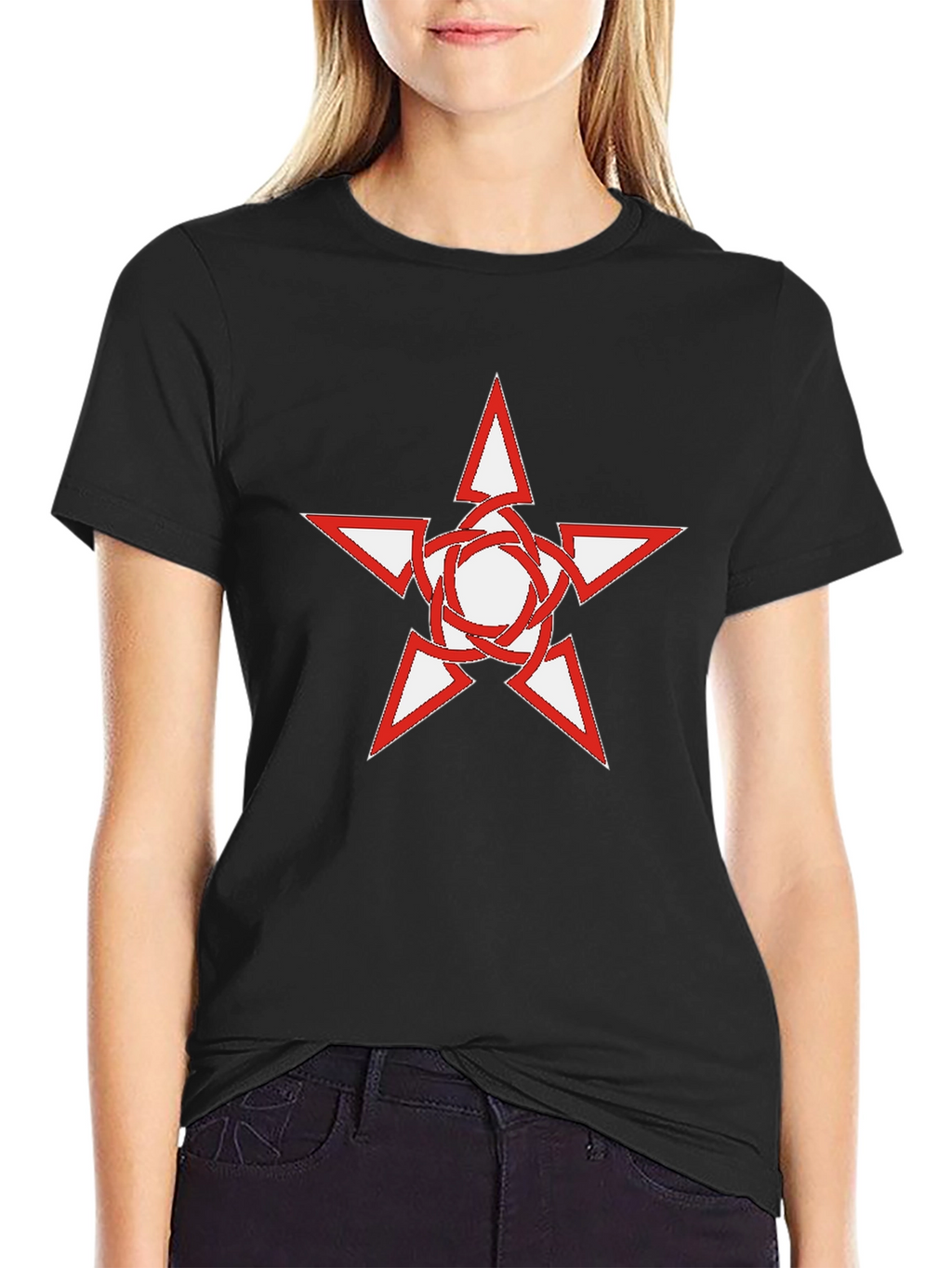 Black T-Shirt with Star Graphic