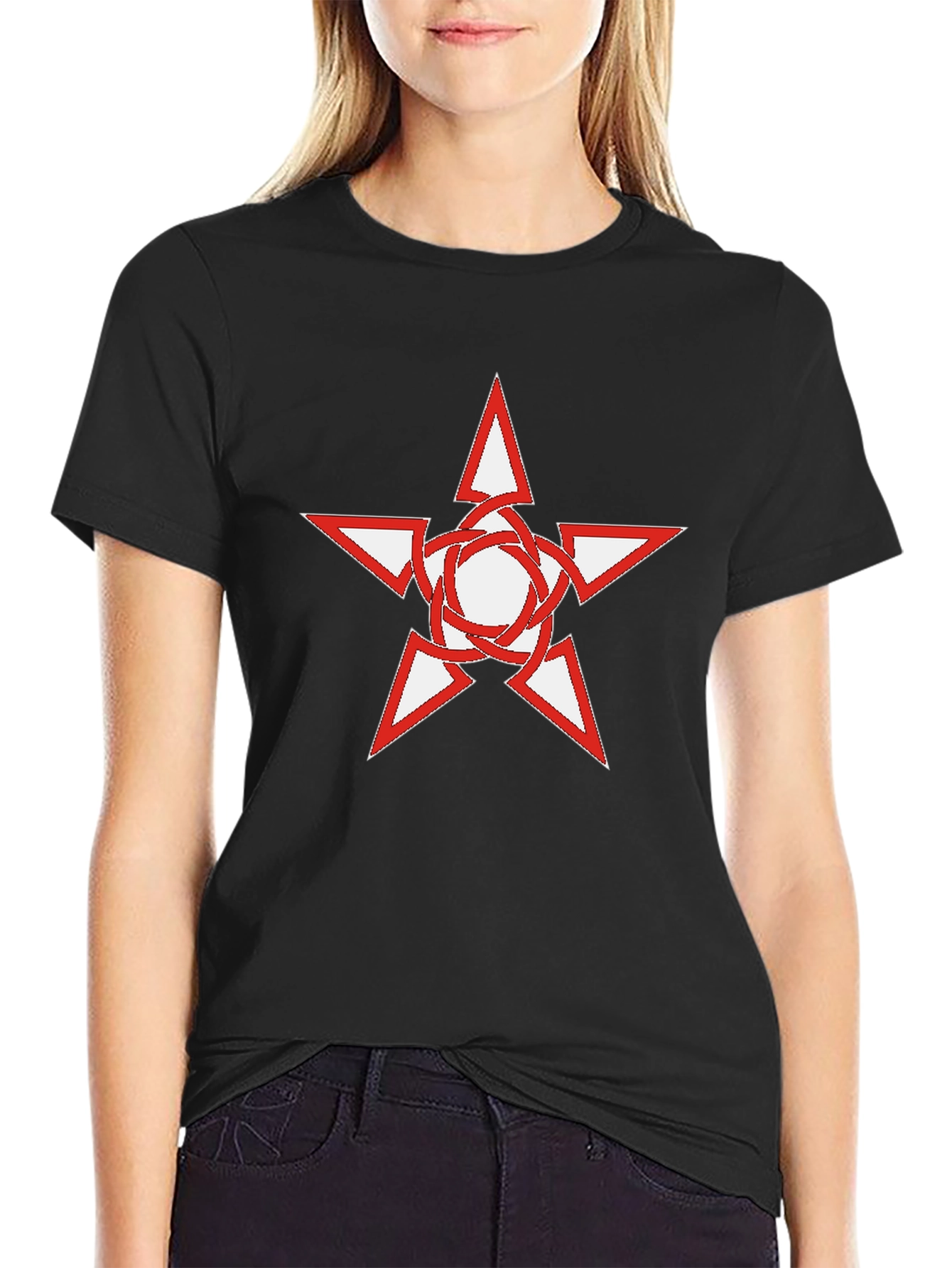 Black T-Shirt with Star Graphic