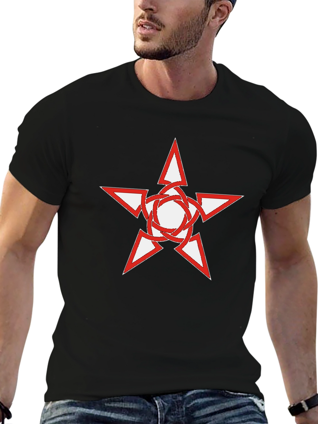 Black T-Shirt with Star Graphic