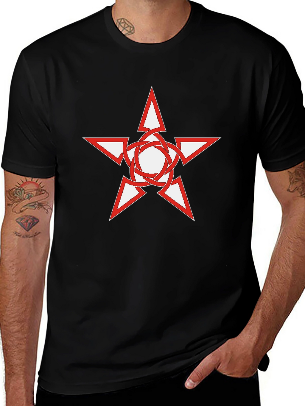 Black T-Shirt with Star Graphic