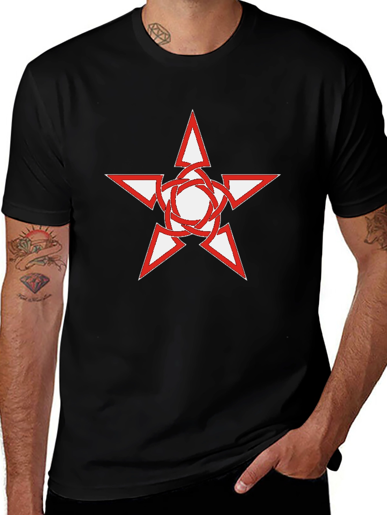 Black T-Shirt with Star Graphic