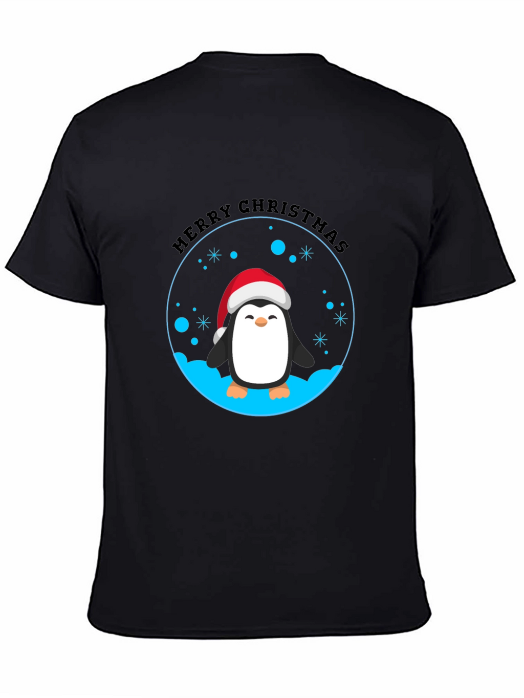 Penguin Merry Christmas Black T-Shirt