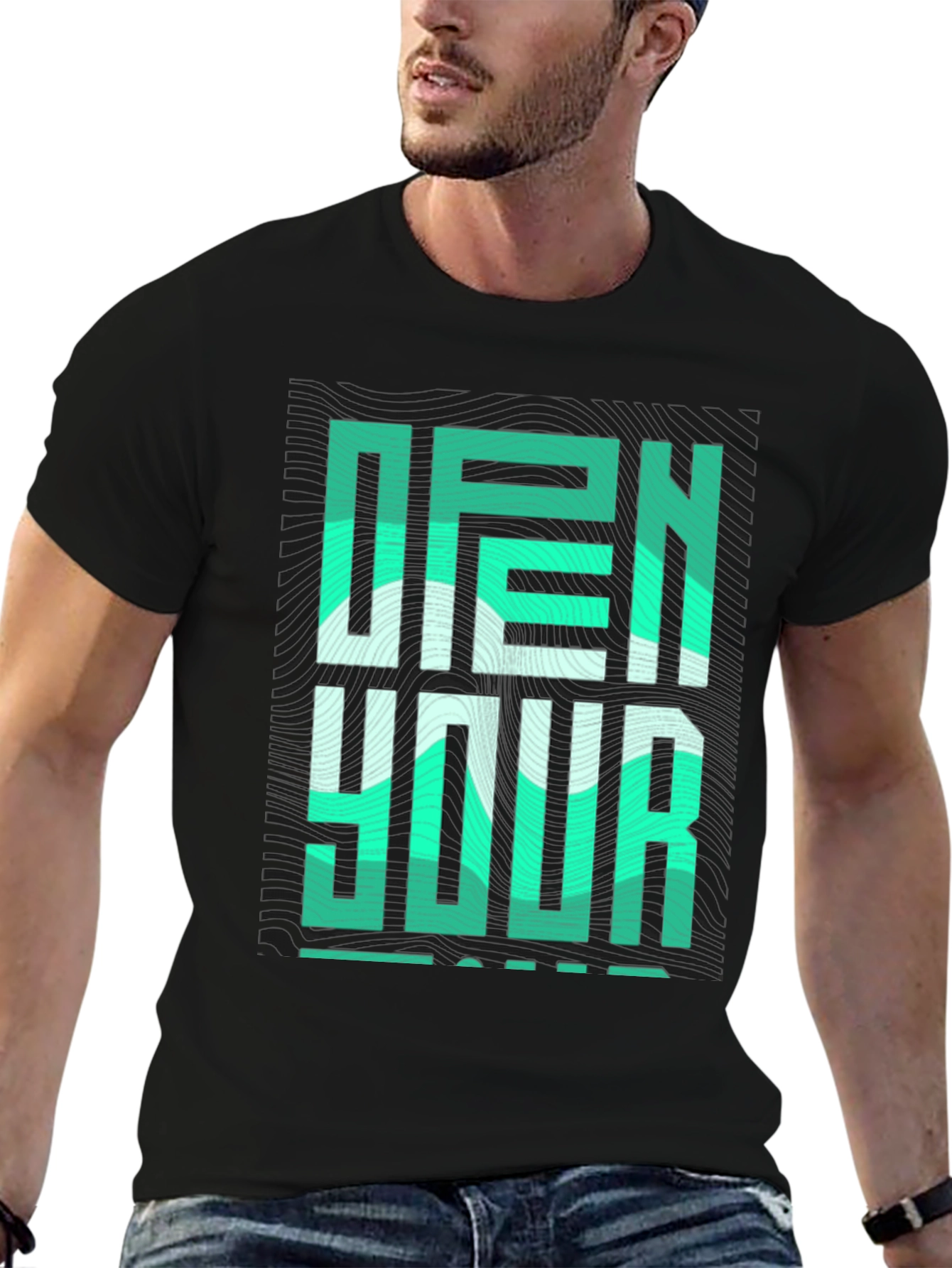 Open Your Mind Graphic Tee - Stylish Black T-Shirt