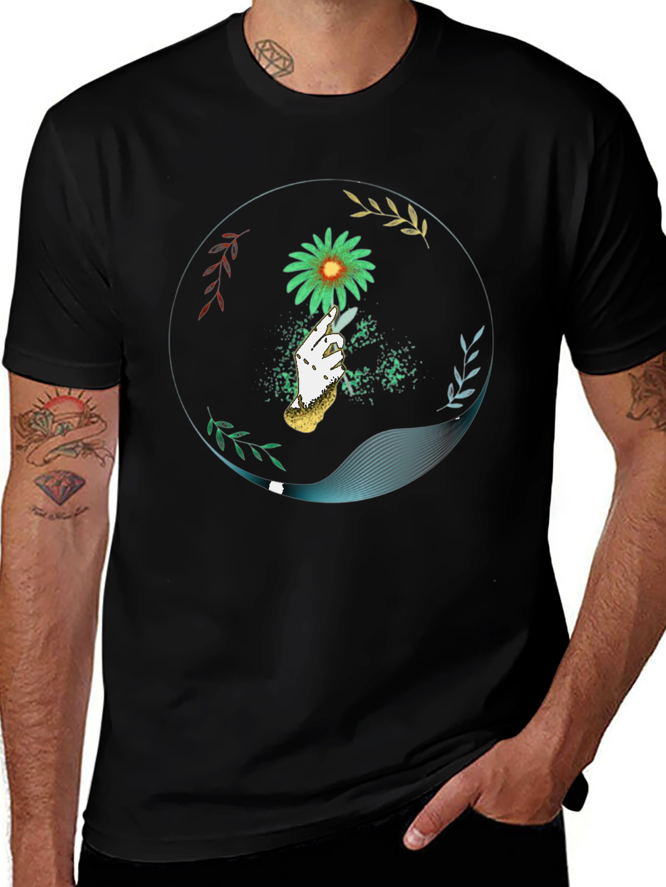Floral Hand Graphic Tee - Unique Style