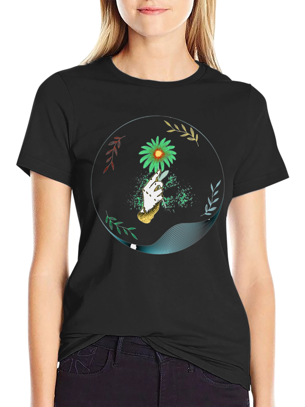 Floral Hand Graphic Tee - Unique Style