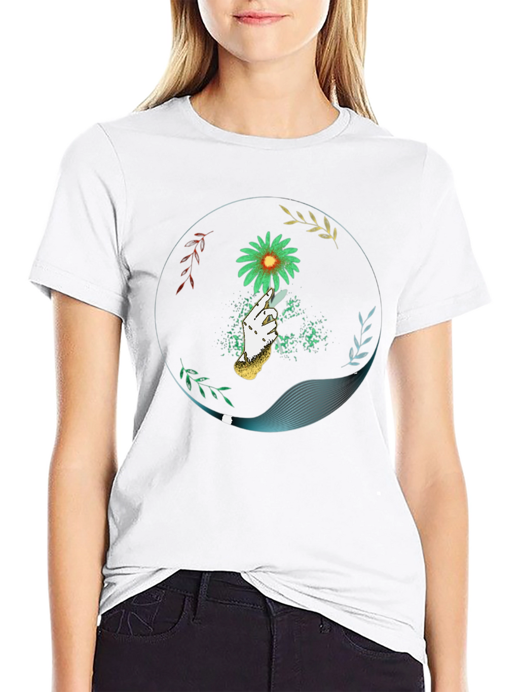 Floral Hand Graphic Tee - Unique Style