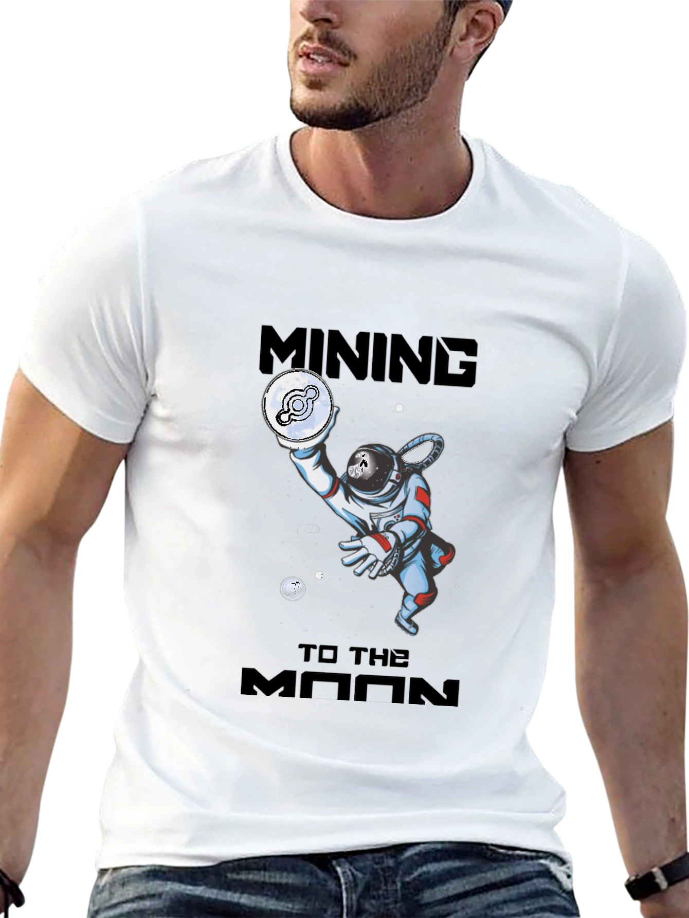 Mining To The Moon Black T-Shirt