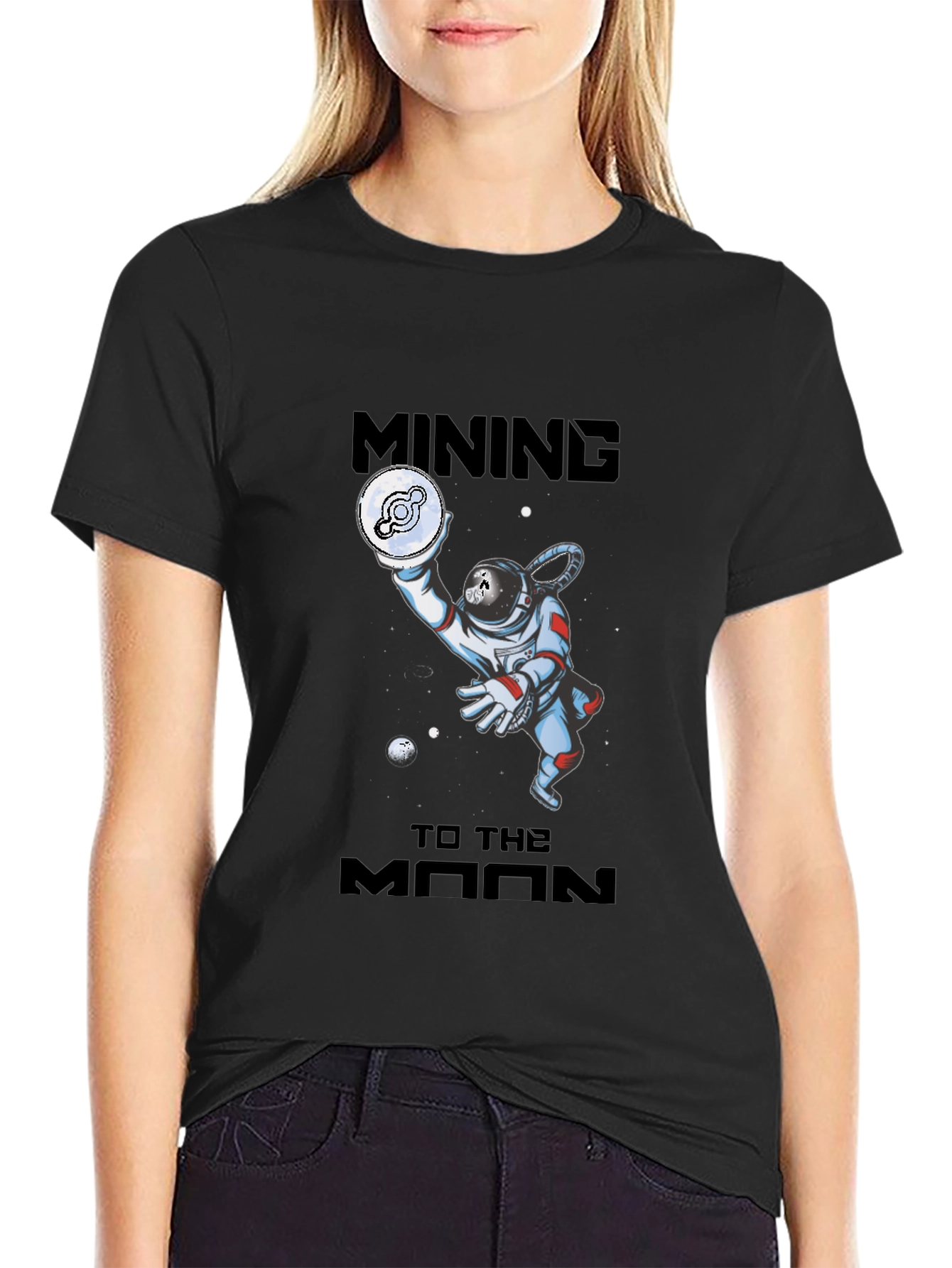 Mining To The Moon Black T-Shirt