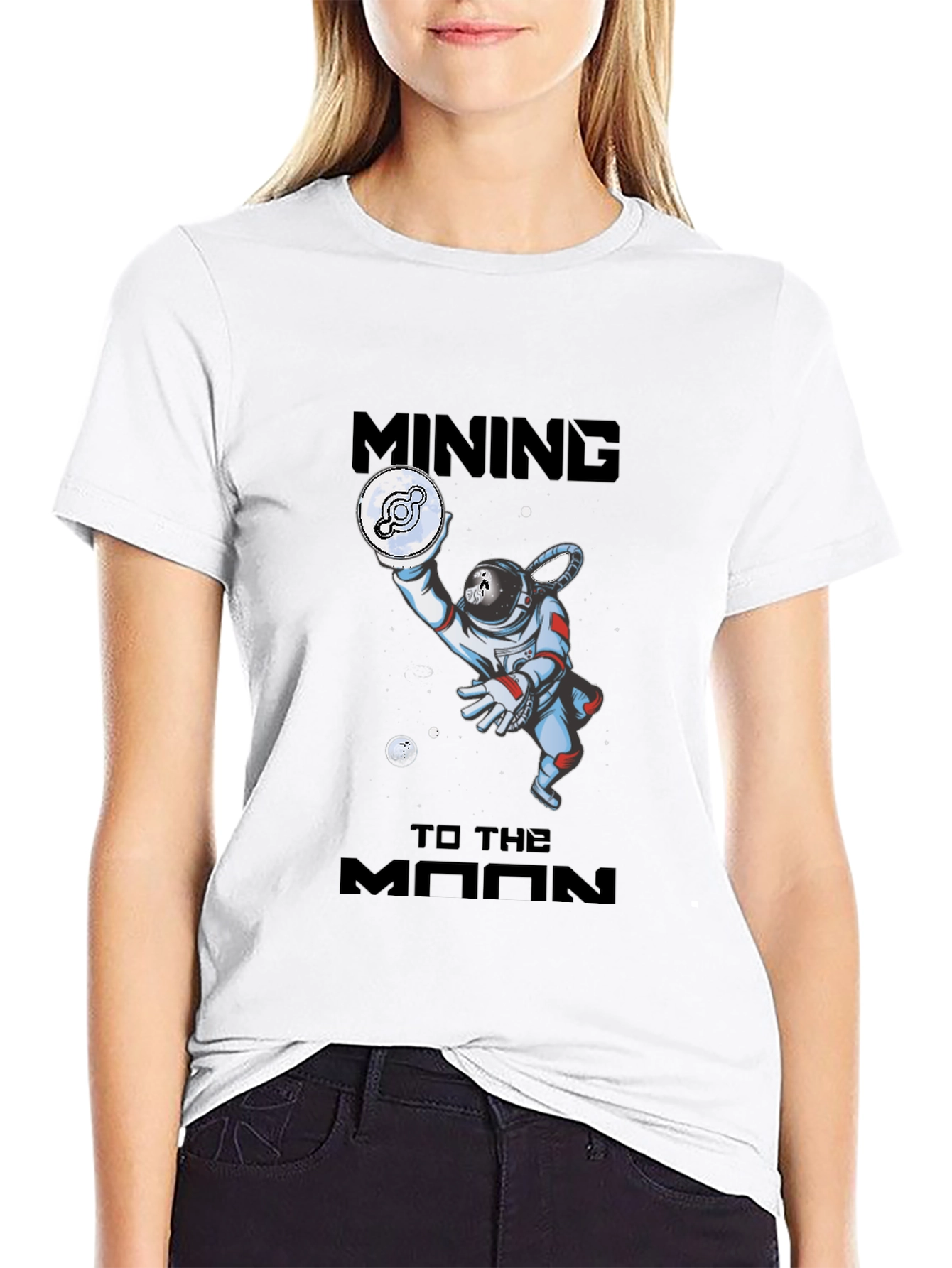Mining To The Moon Black T-Shirt