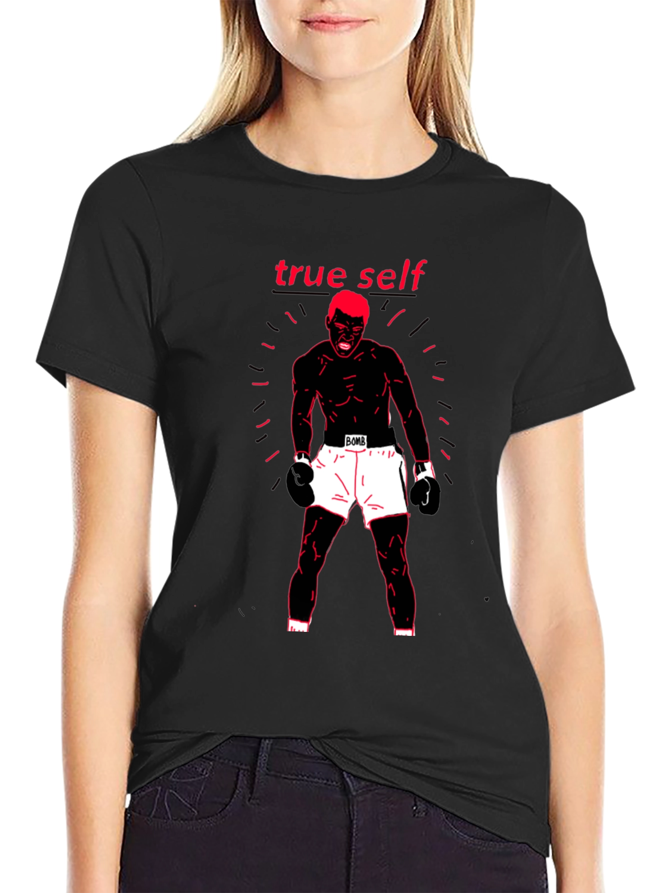 True Self Black Graphic Print Tee