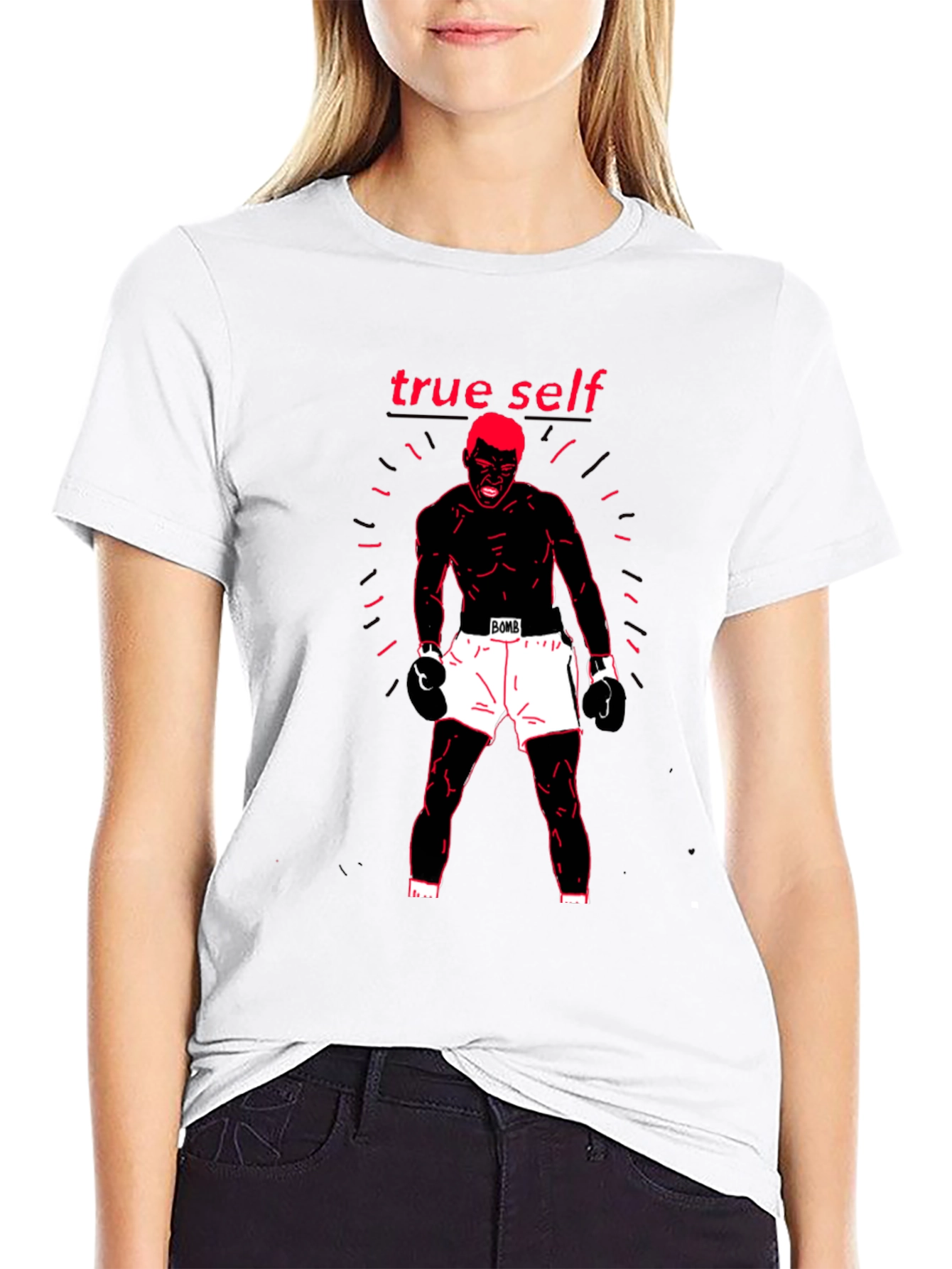 True Self Black Graphic Print Tee