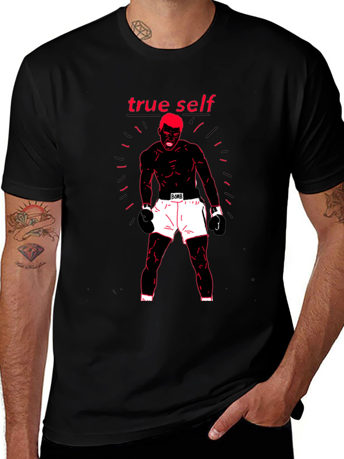 True Self Black Graphic Print Tee