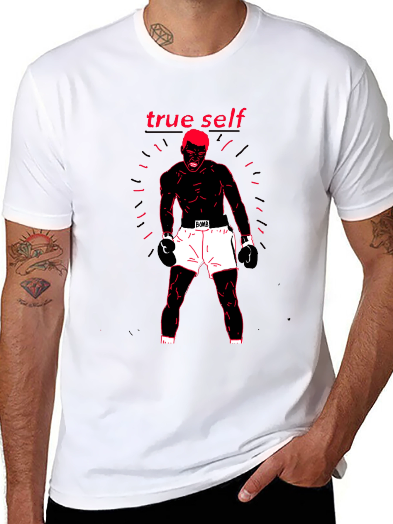 True Self Black Graphic Print Tee