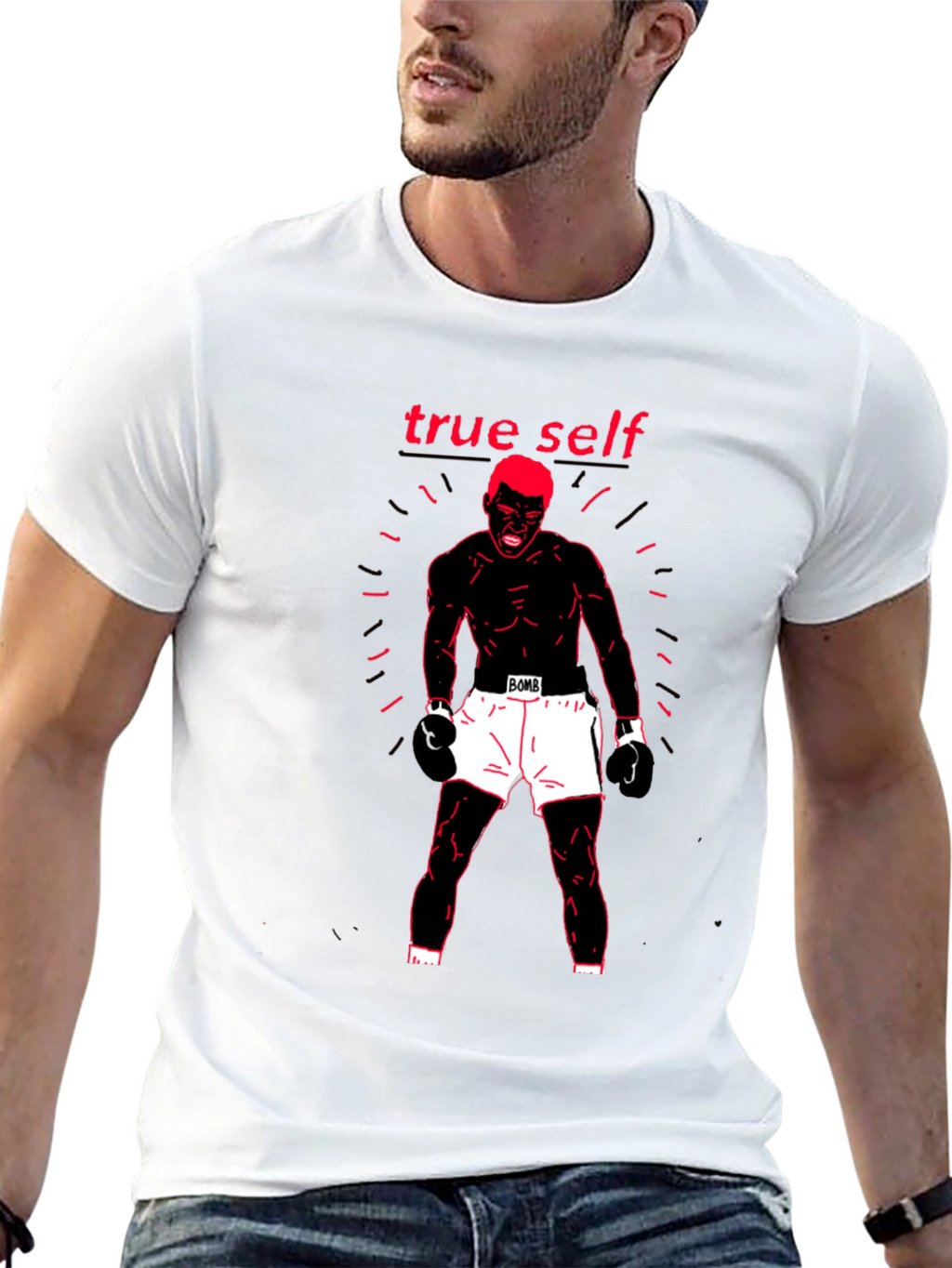 True Self Black Graphic Print Tee