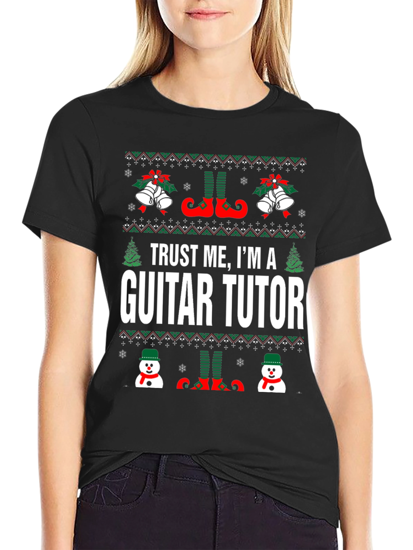 Trust Me Im a Guitar Tutor Ugly Christmas T-Shirt