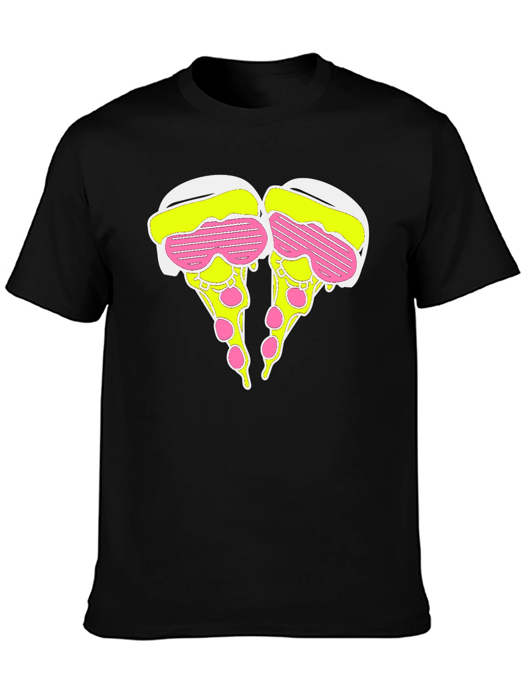 Novelty Pizza Slice Graphic T-Shirt - Black