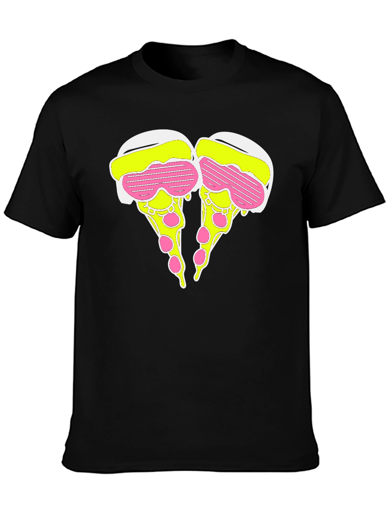 Novelty Pizza Slice Graphic T-Shirt - Black