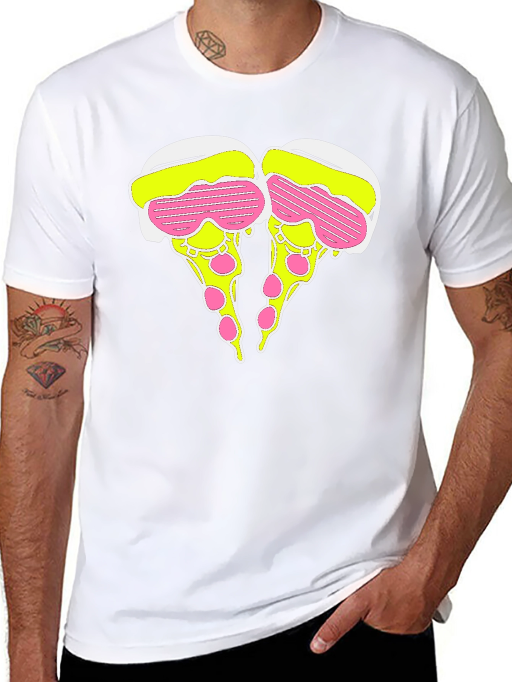 Novelty Pizza Slice Graphic T-Shirt - Black