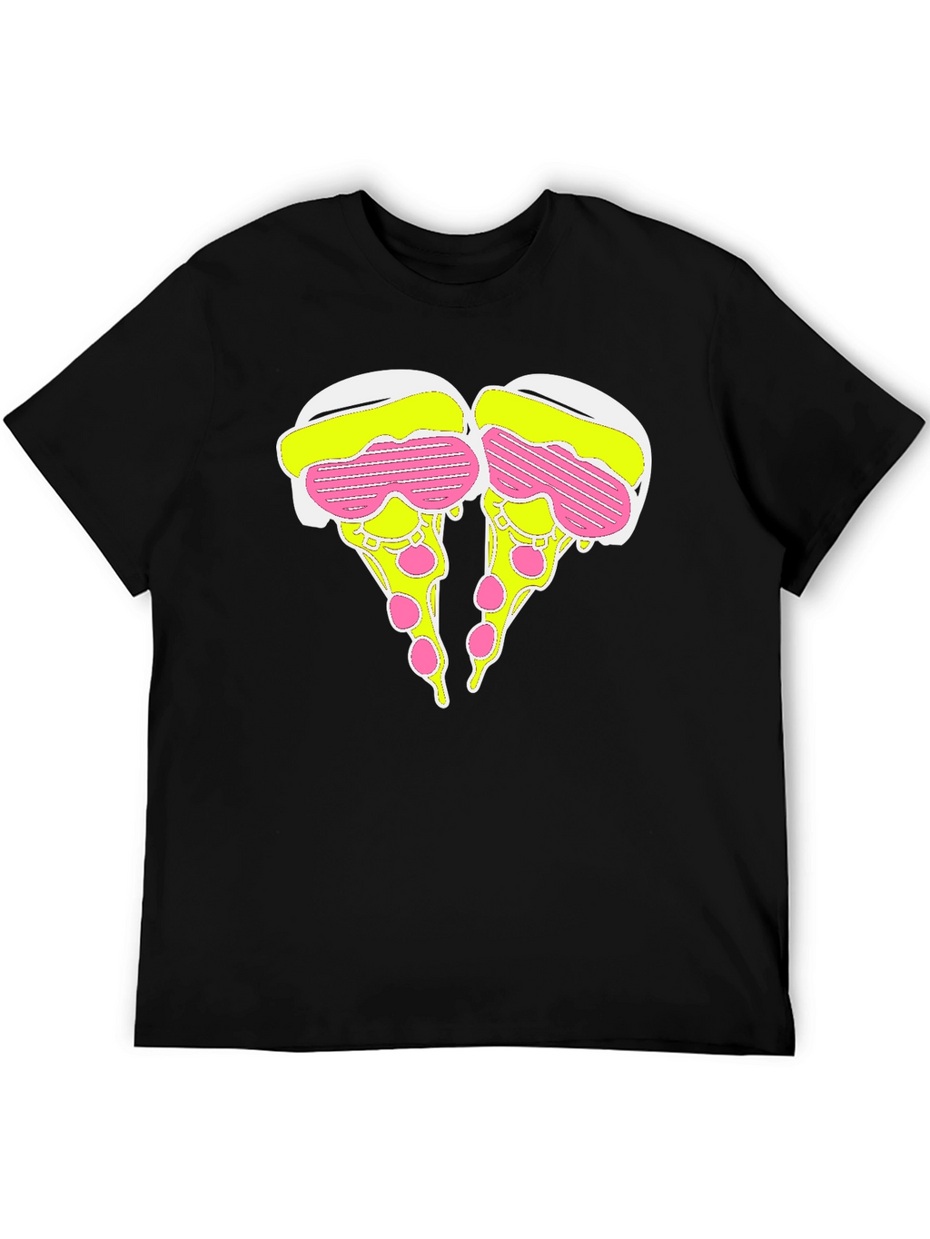 Novelty Pizza Slice Graphic T-Shirt - Black