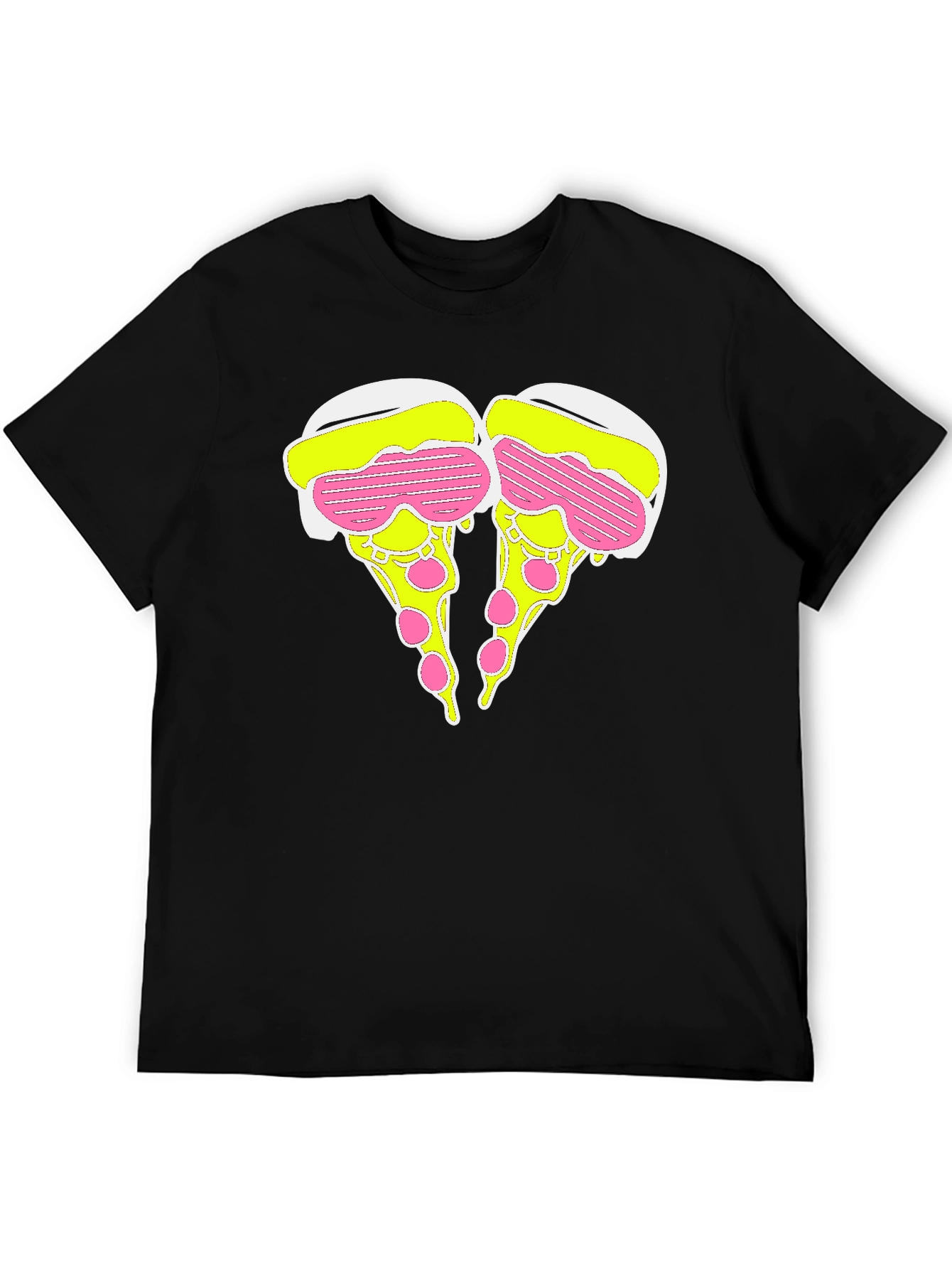 Novelty Pizza Slice Graphic T-Shirt - Black