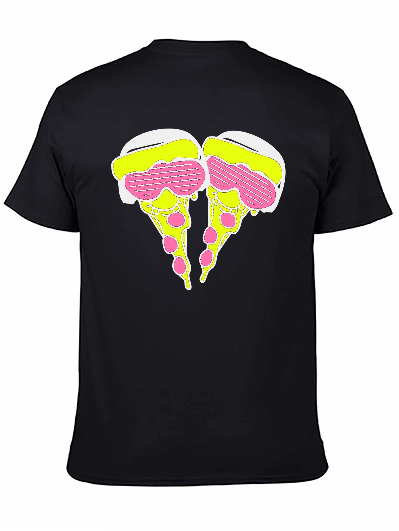 Novelty Pizza Slice Graphic T-Shirt - Black