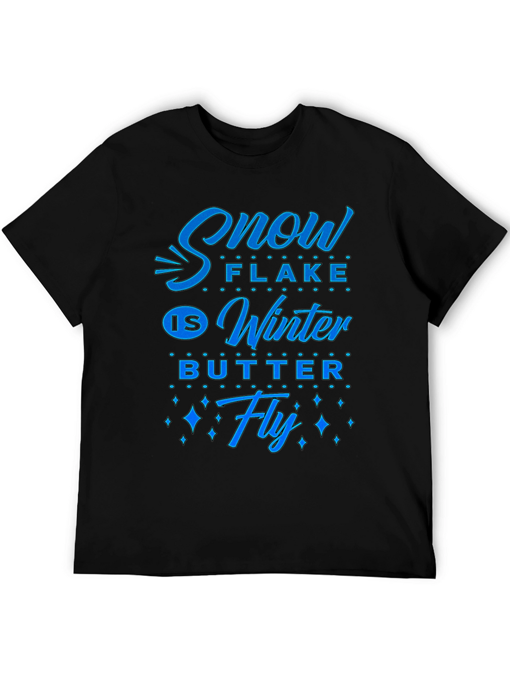 Snowflake Winter Butterfly Graphic Tee - Black
