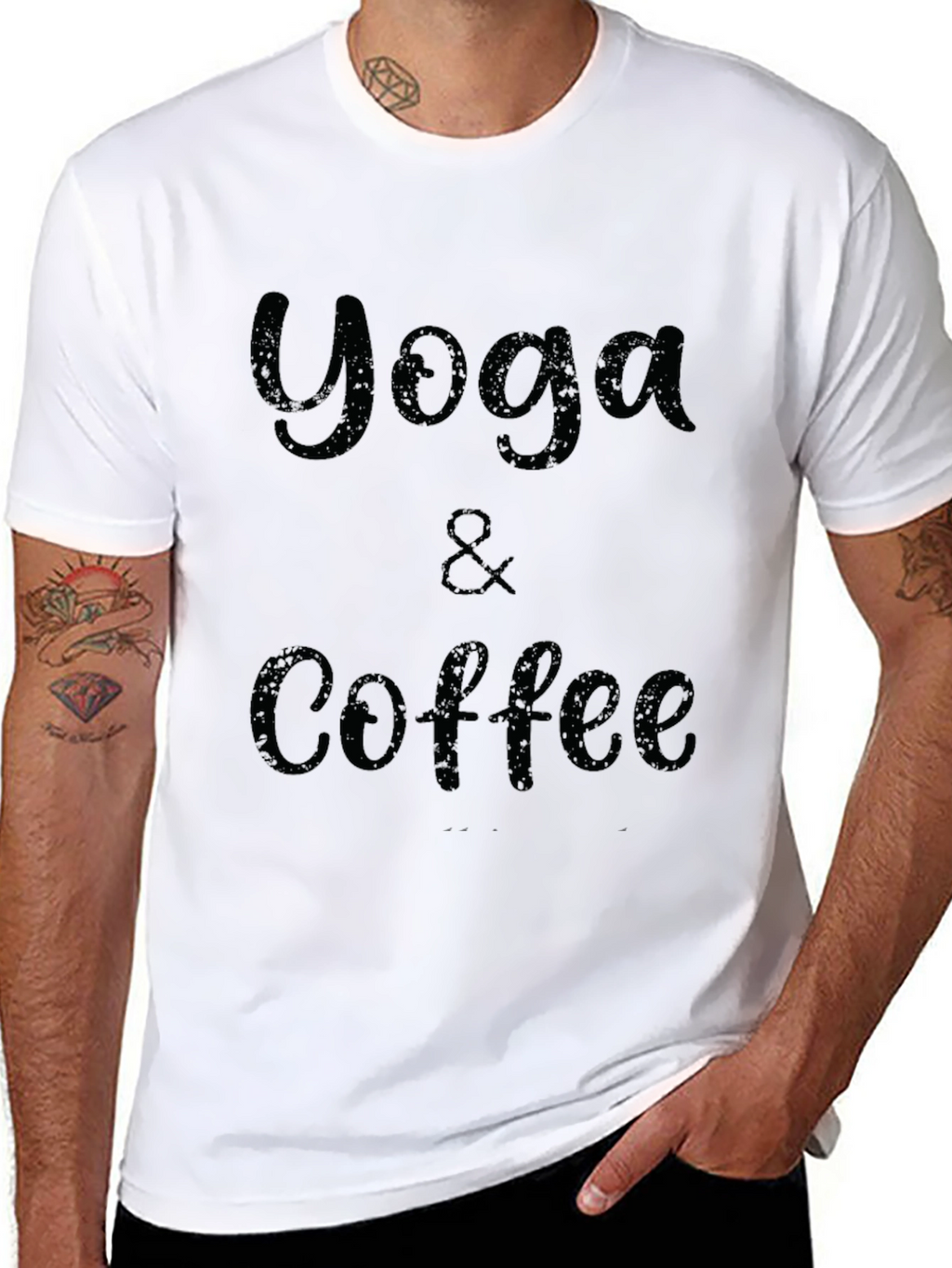 Yoga & Coffee Graphic Tee - Black Cotton T-Shirt