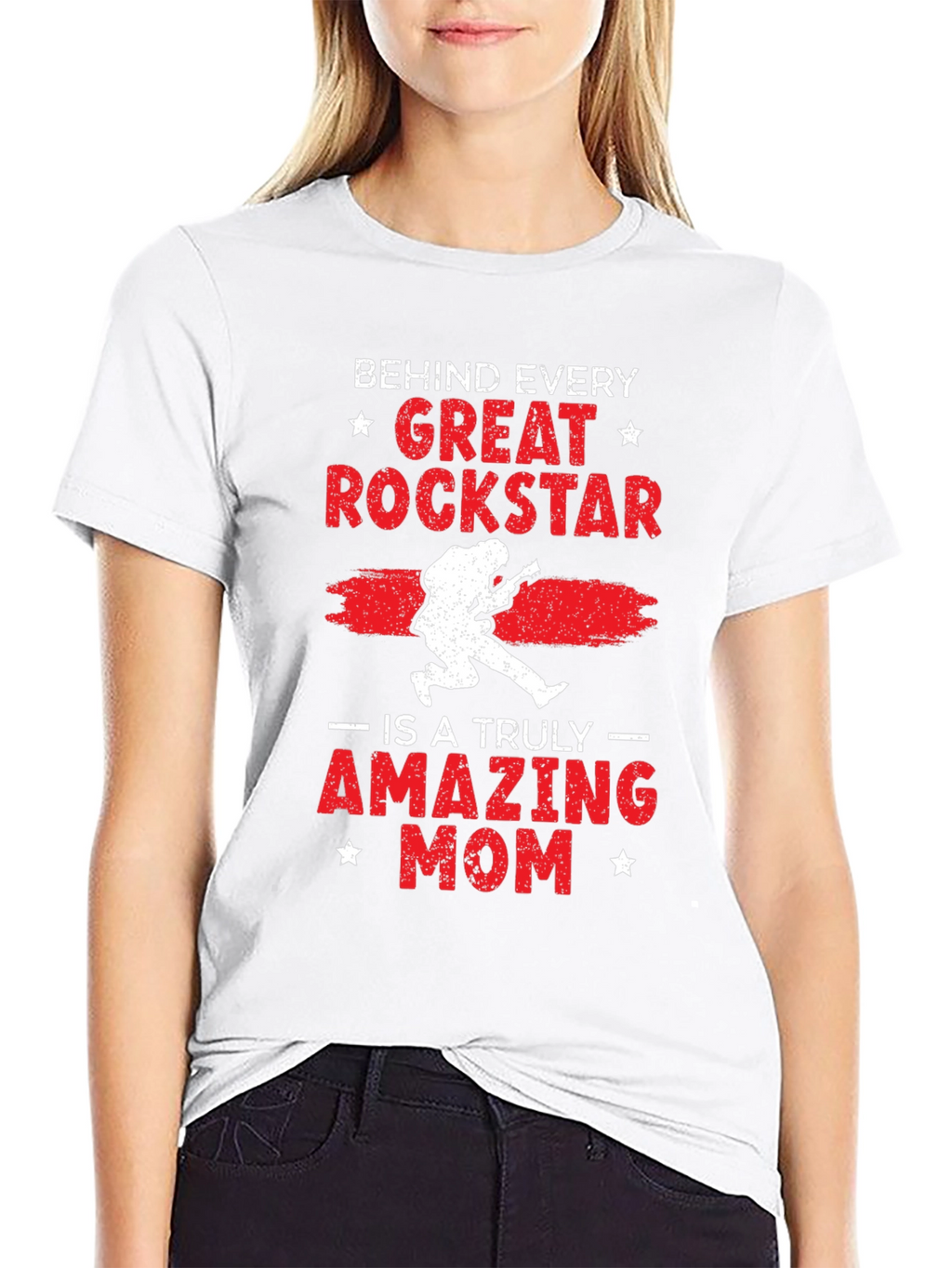 Great Rockstar Mom Black Graphic Tee