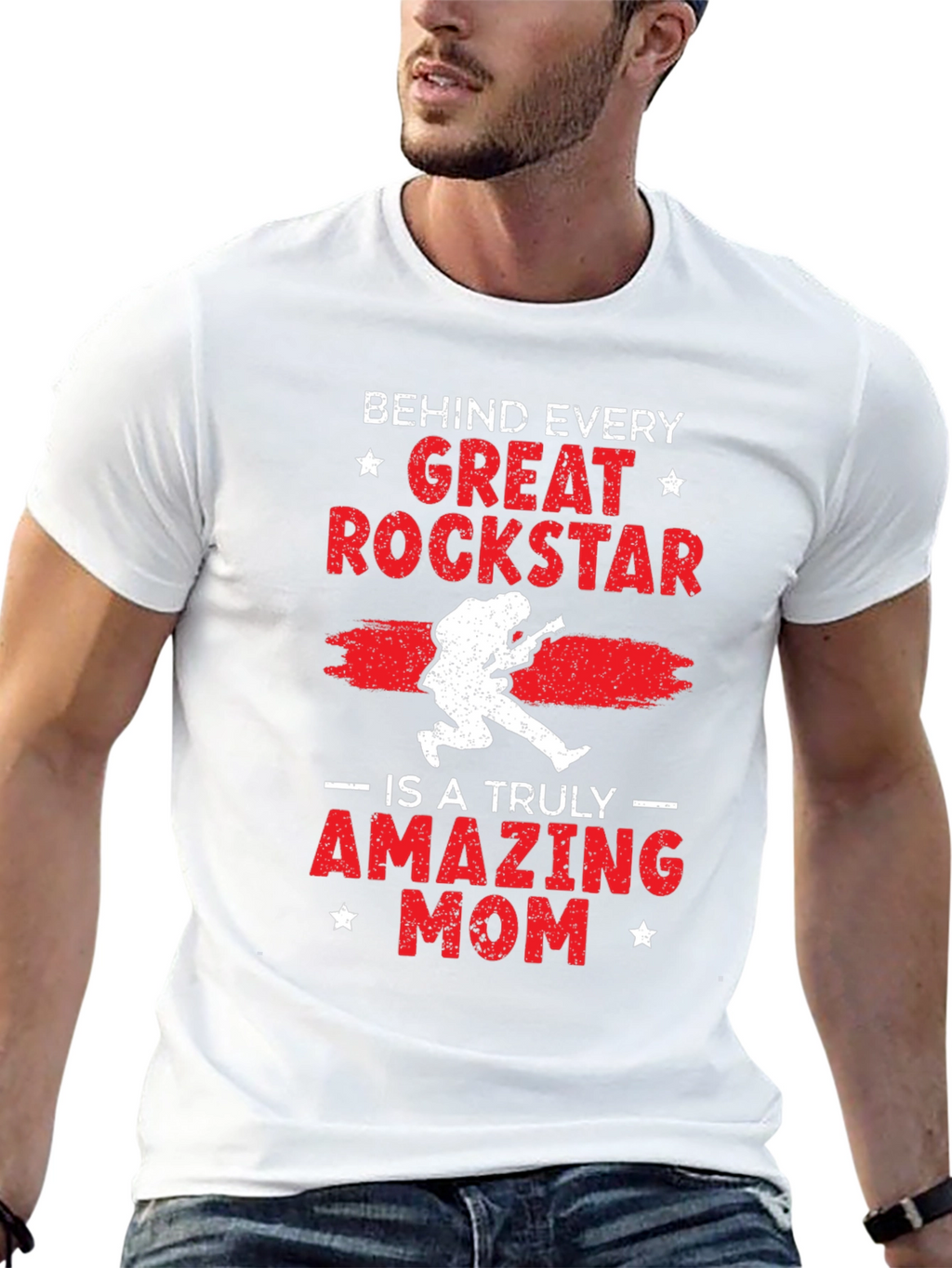 Great Rockstar Mom Black Graphic Tee