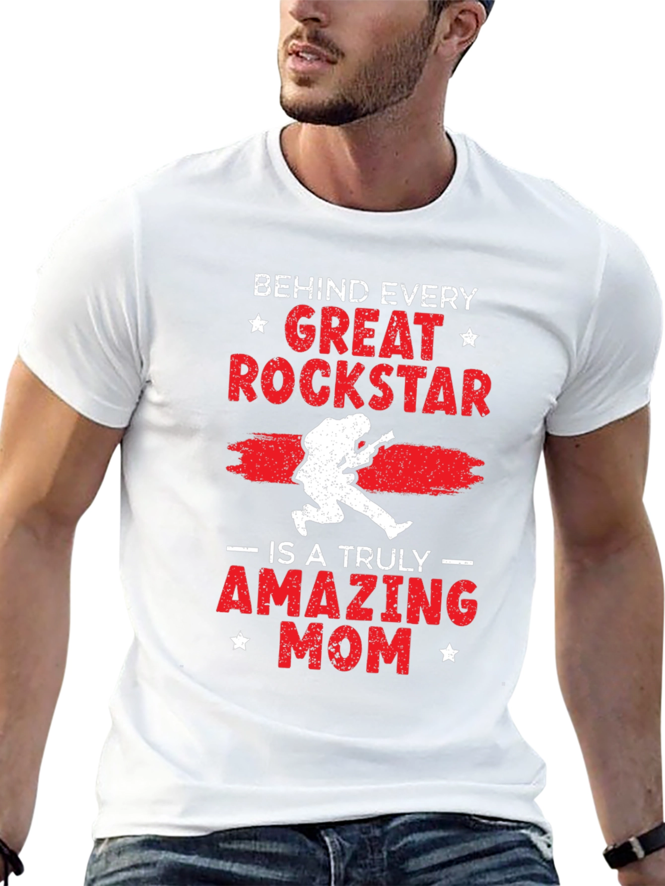 Great Rockstar Mom Black Graphic Tee