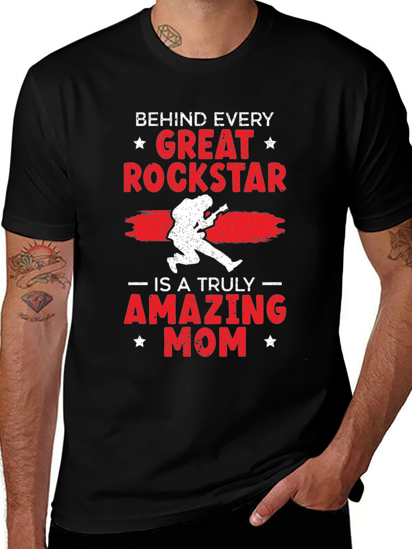 Great Rockstar Mom Black Graphic Tee