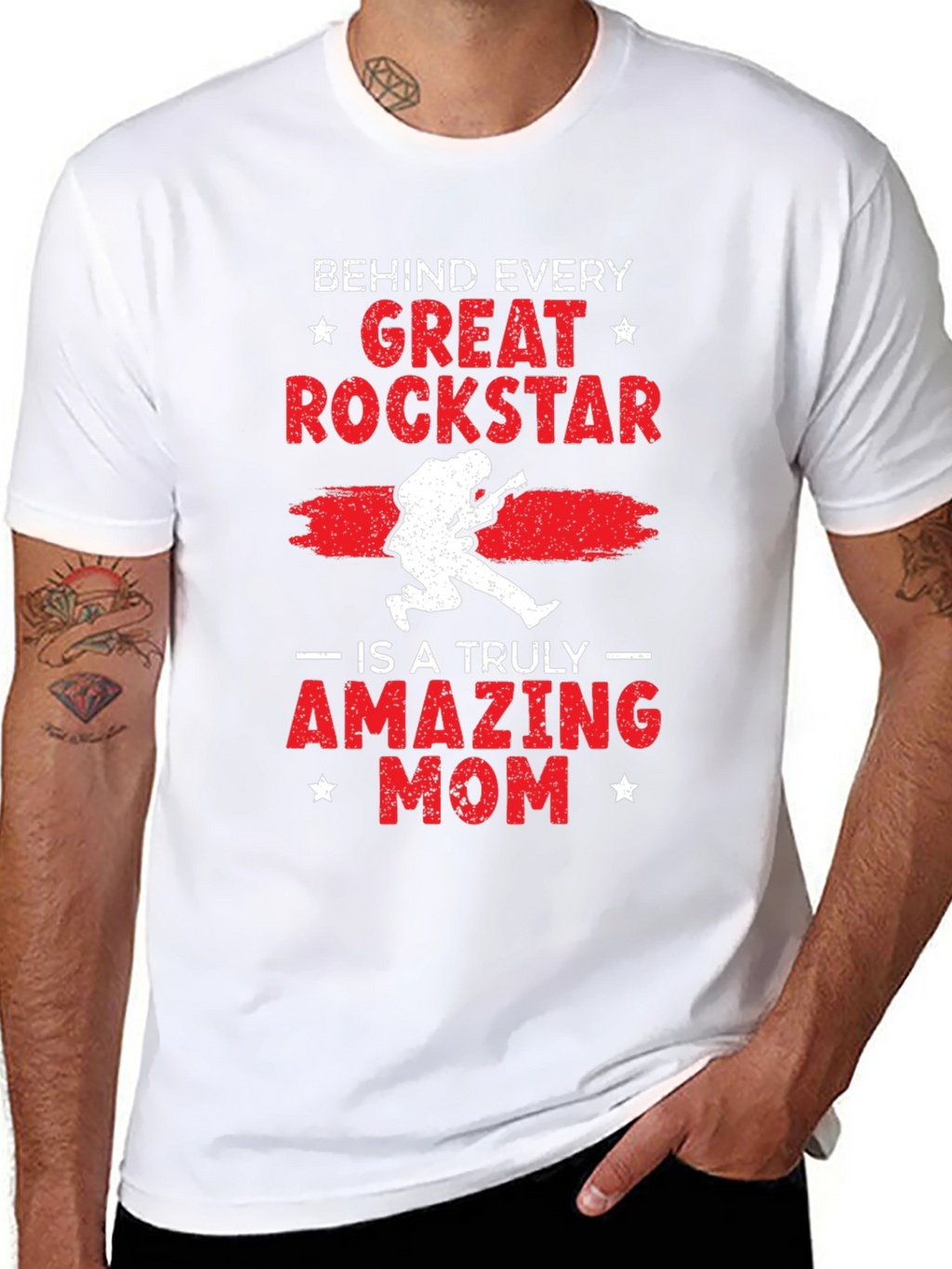 Great Rockstar Mom Black Graphic Tee