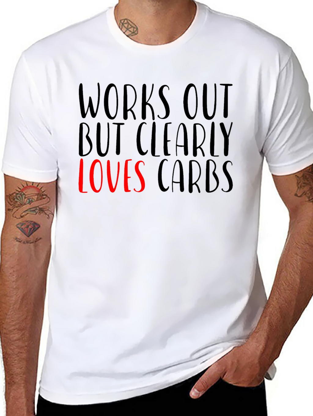 Funny Works Out Loves Carbs Graphic T-Shirt