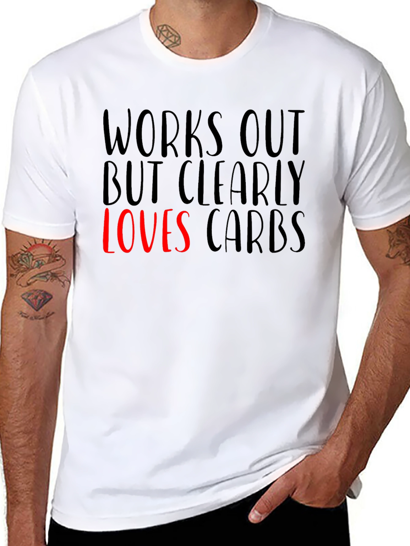 Funny Works Out Loves Carbs Graphic T-Shirt