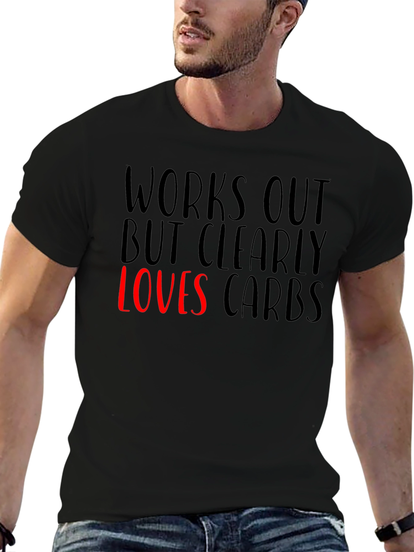 Funny Works Out Loves Carbs Graphic T-Shirt