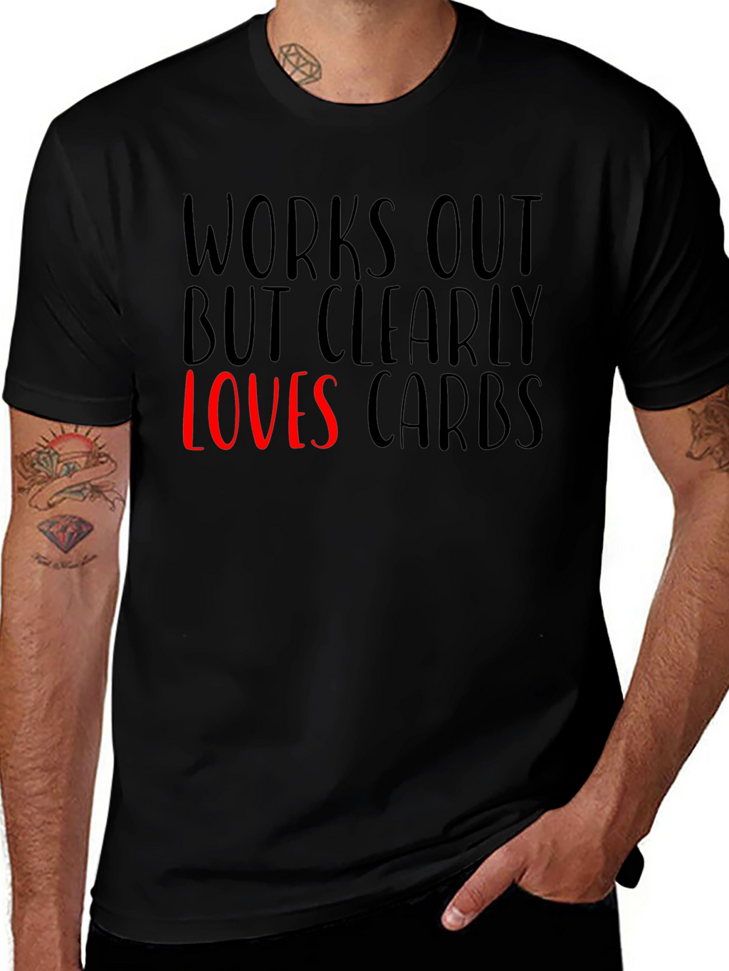 Funny Works Out Loves Carbs Graphic T-Shirt
