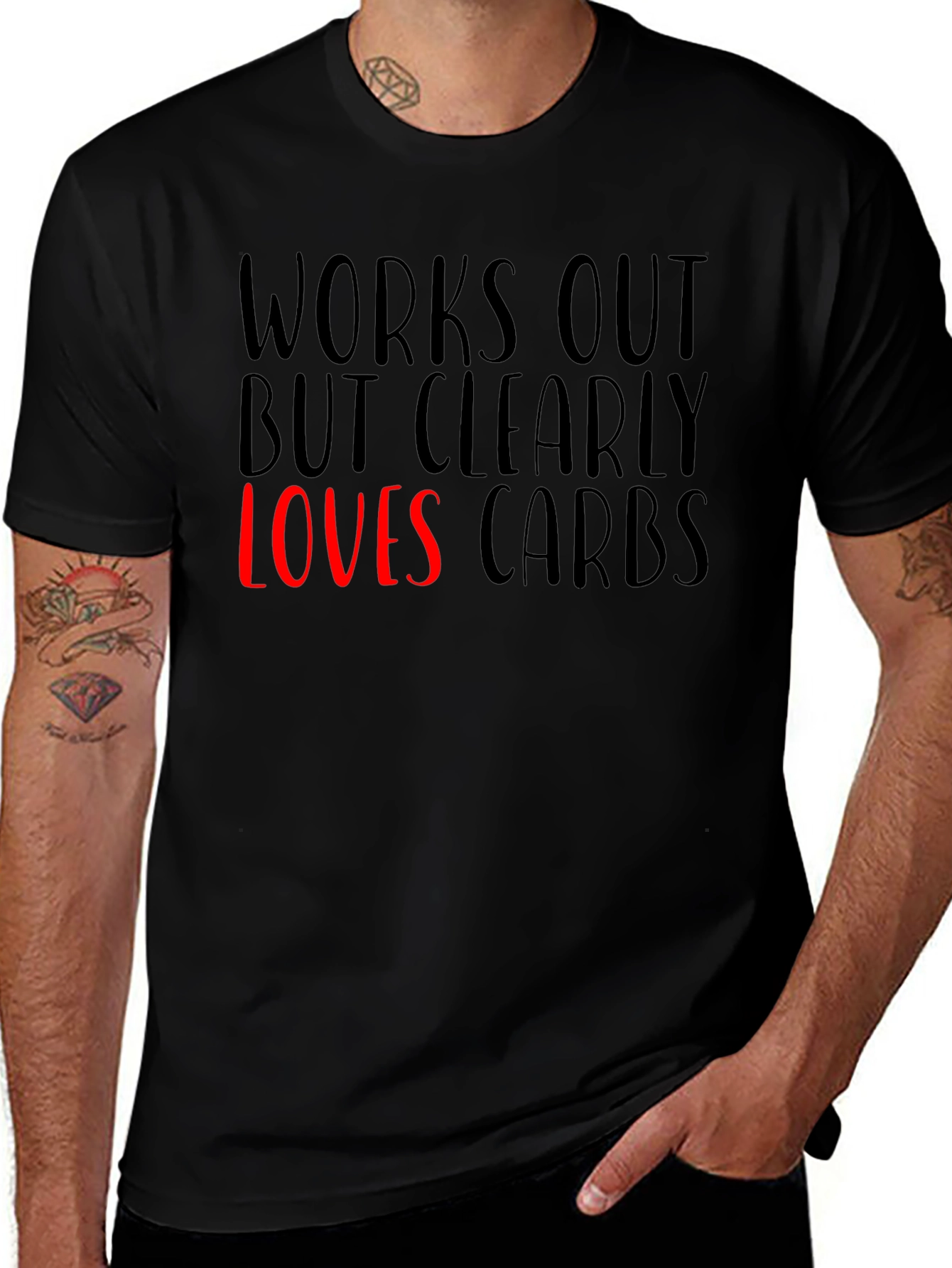 Funny Works Out Loves Carbs Graphic T-Shirt