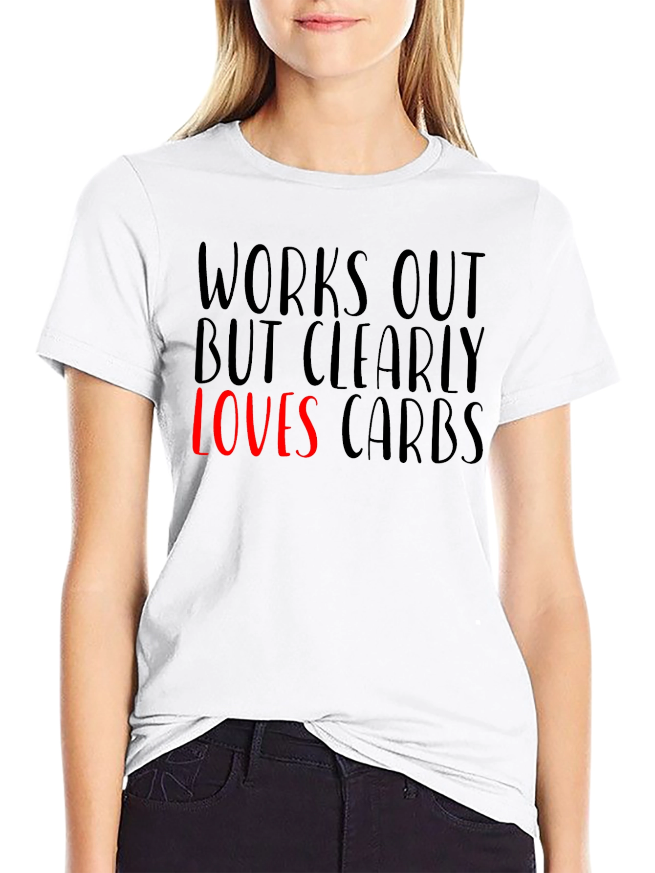 Funny Works Out Loves Carbs Graphic T-Shirt