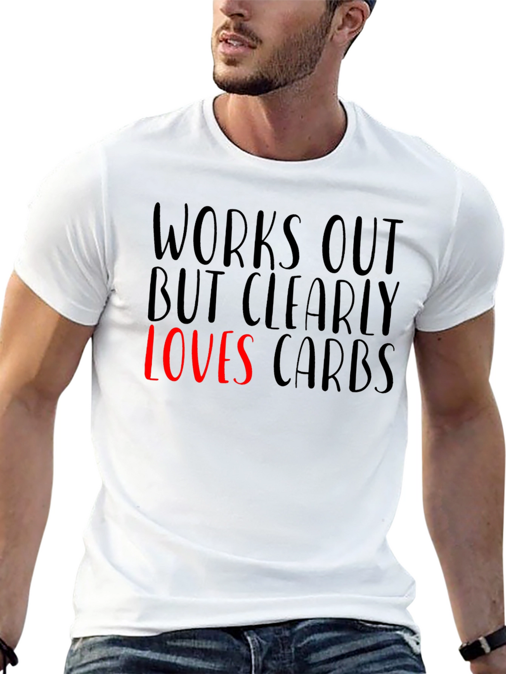 Funny Works Out Loves Carbs Graphic T-Shirt