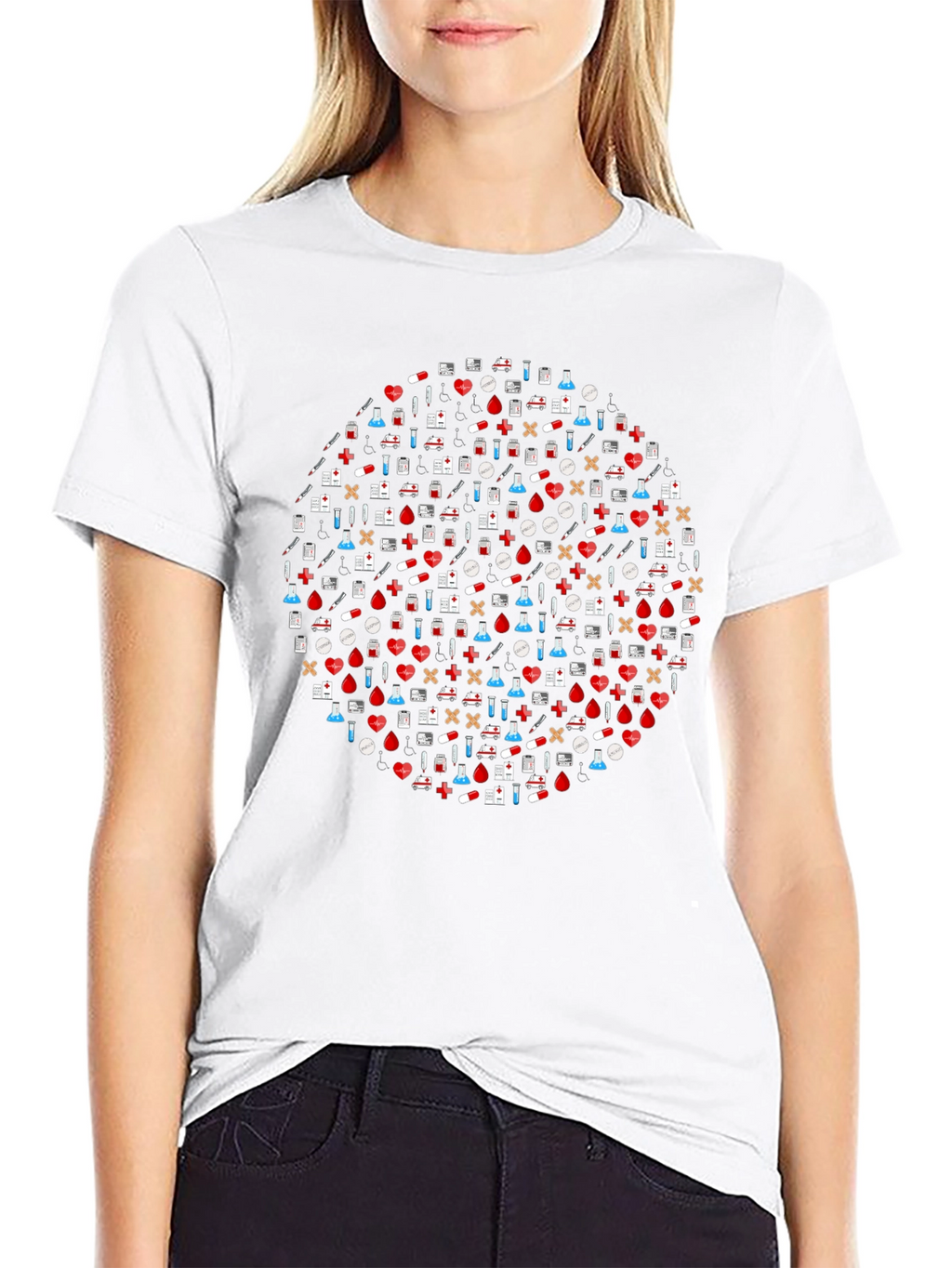 Healthcare Icon Circle Graphic Tee - Black