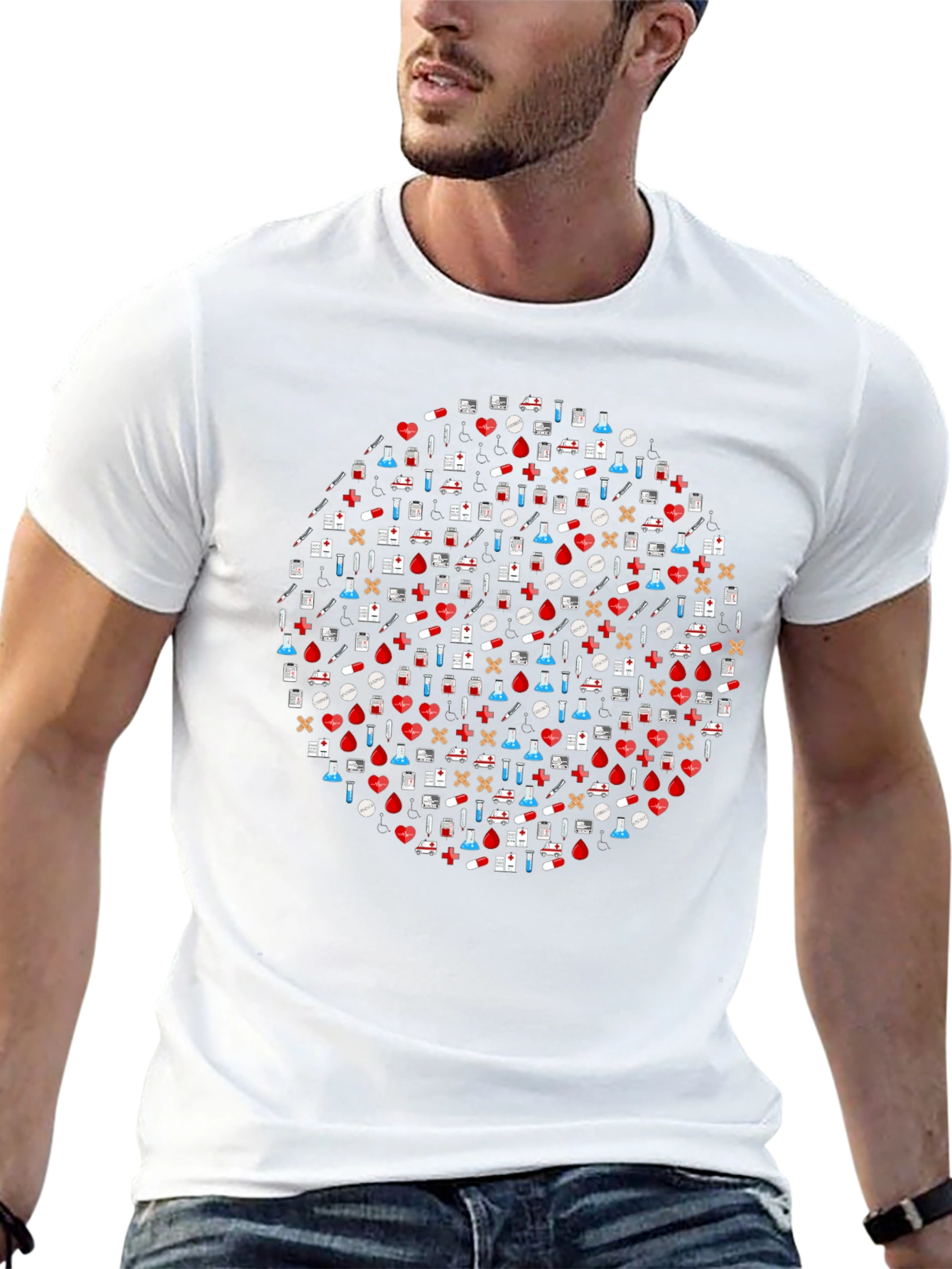 Healthcare Icon Circle Graphic Tee - Black