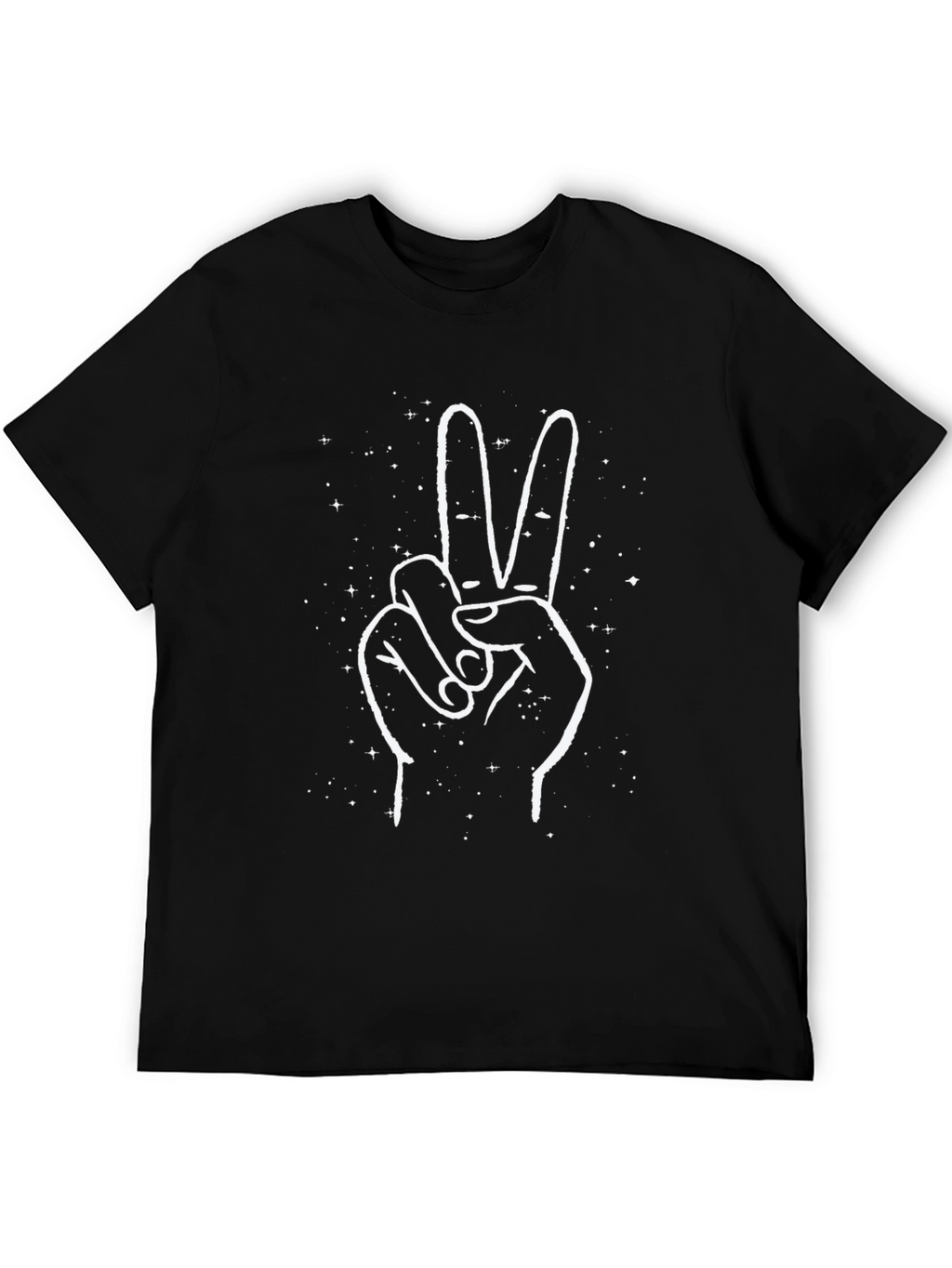 Peace Sign Graphic Tee - Black Cotton Casual