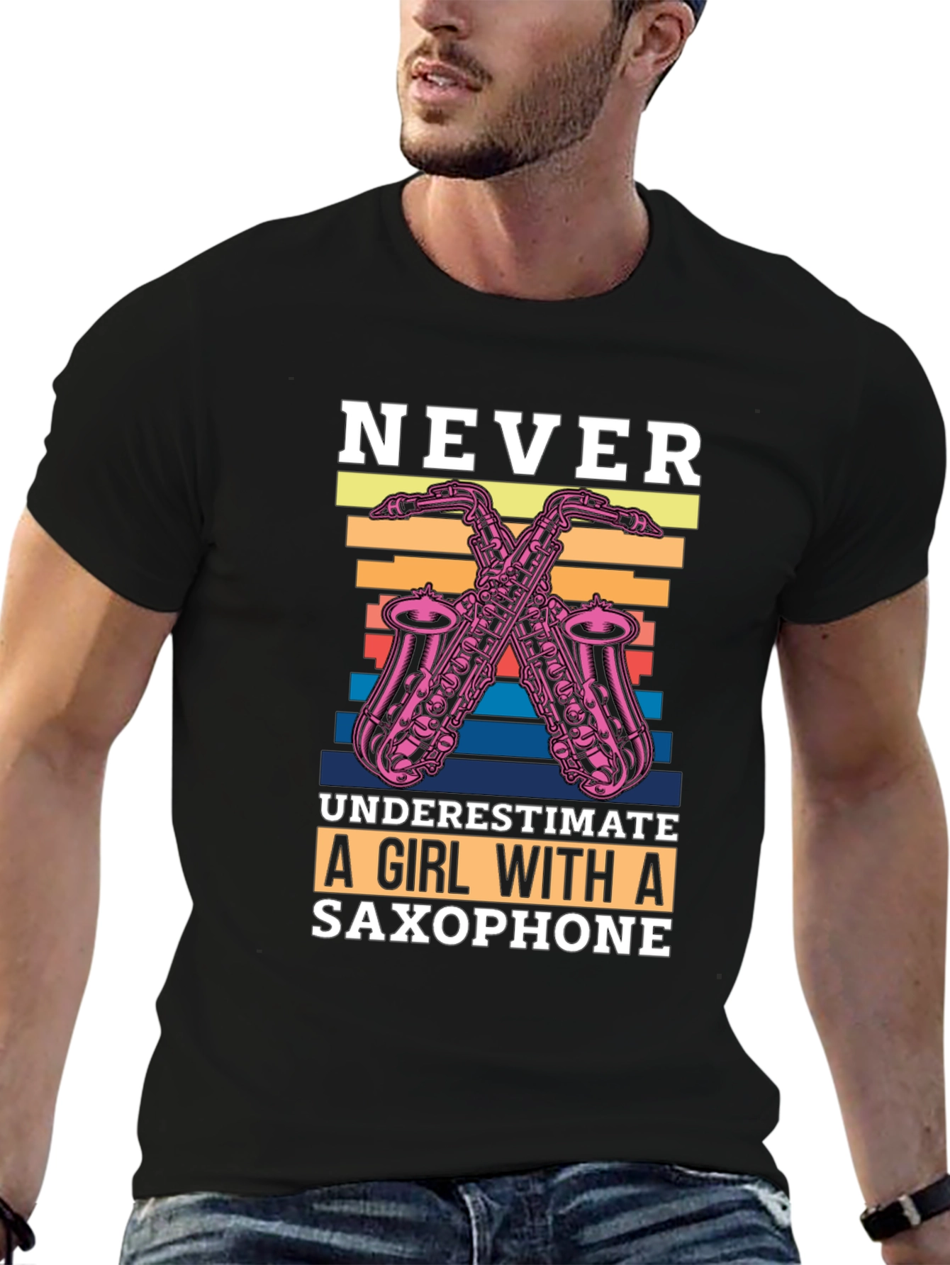 Never Underestimate Saxophone Girl T-Shirt